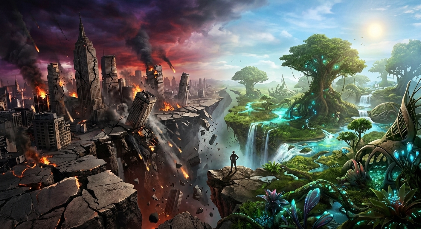 Image depicting World crumbling